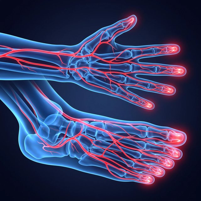 Circulation reaching the hands and feet
